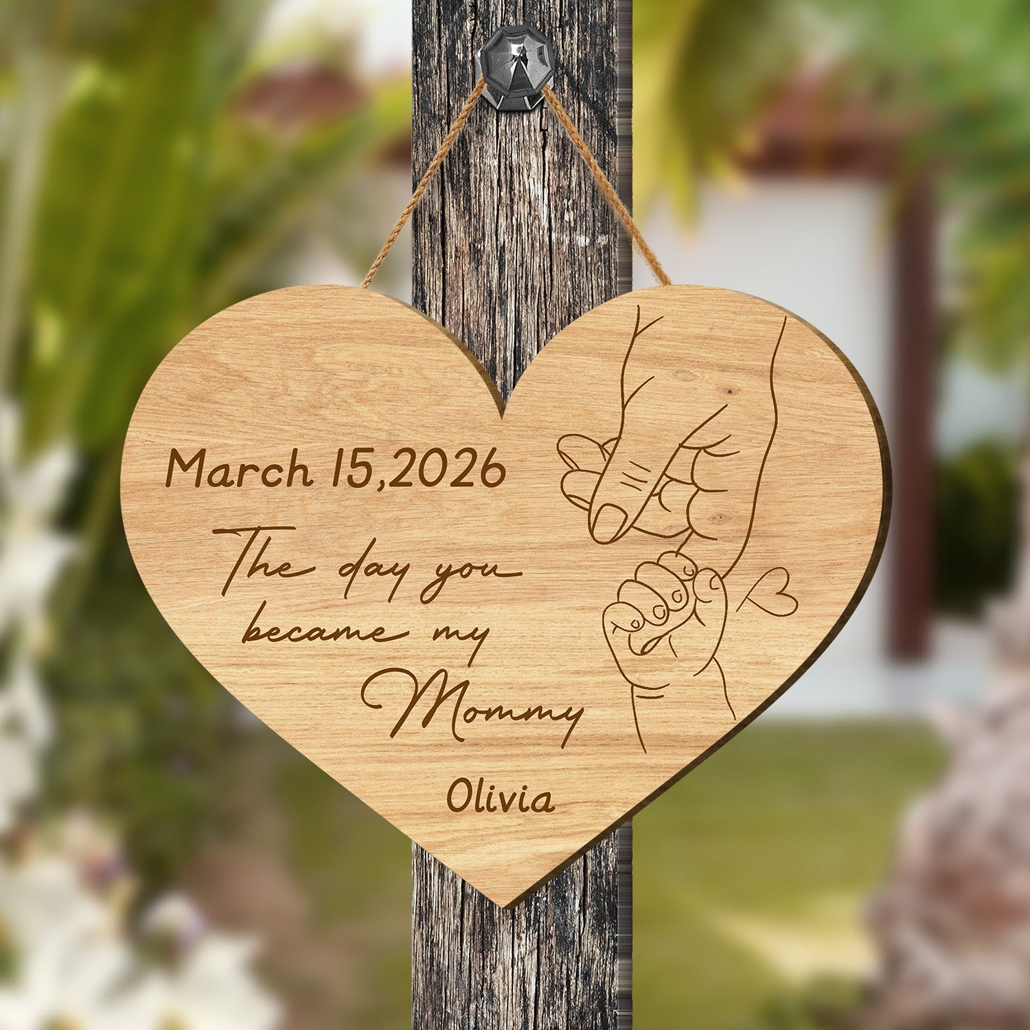 Personalized “The Day You Became My Mommy” Wooden Sign, First Mother’s Day Gift from Baby