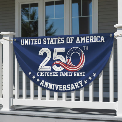 Patriotic 250th Anniversary 1776 2026 United States of America Non-Pleated Fan Flag Navy