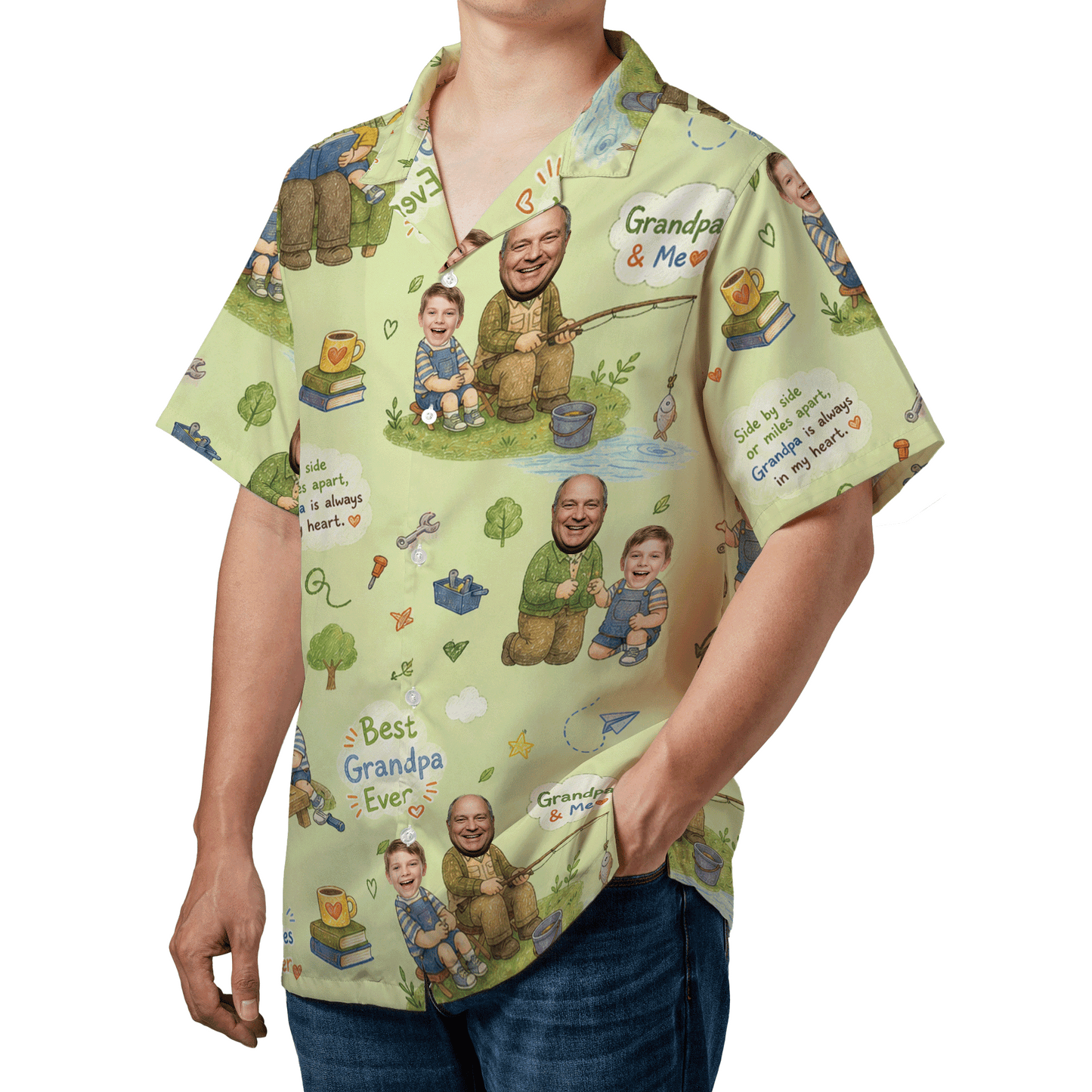 Best Grandpa Ever Custom Photo Hawaiian Shirt – Personalized Tropical Gift for Grandpa