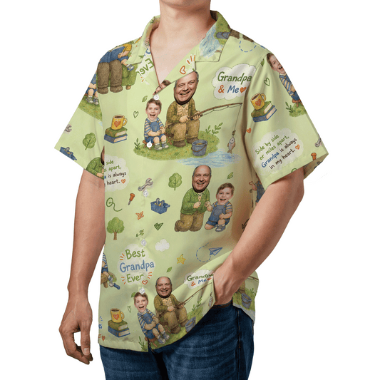 Best Grandpa Ever Custom Photo Hawaiian Shirt - Personalized Tropical Gift for Grandpa
