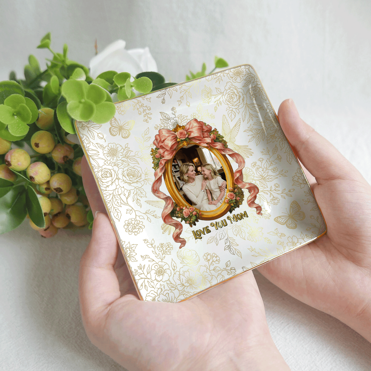 Custom Photo Memory - Personalized Jewelry Dish for Mom - Mother’s Day Gift for Mom - Custom Trinket Tray