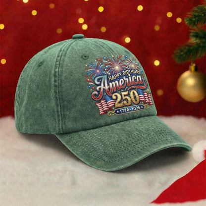 America 250 Semiquincentennial Fireworks Celebration Washed Denim Baseball Cap