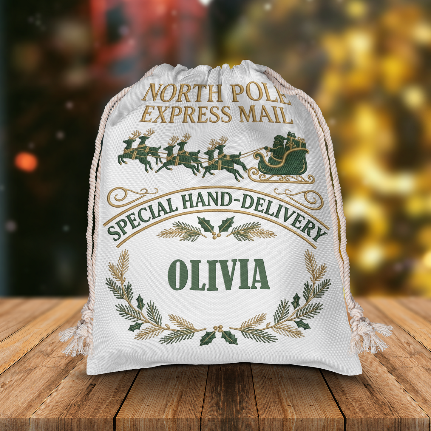 Personalized North Pole Express Mail Christmas Sack with Custom Name