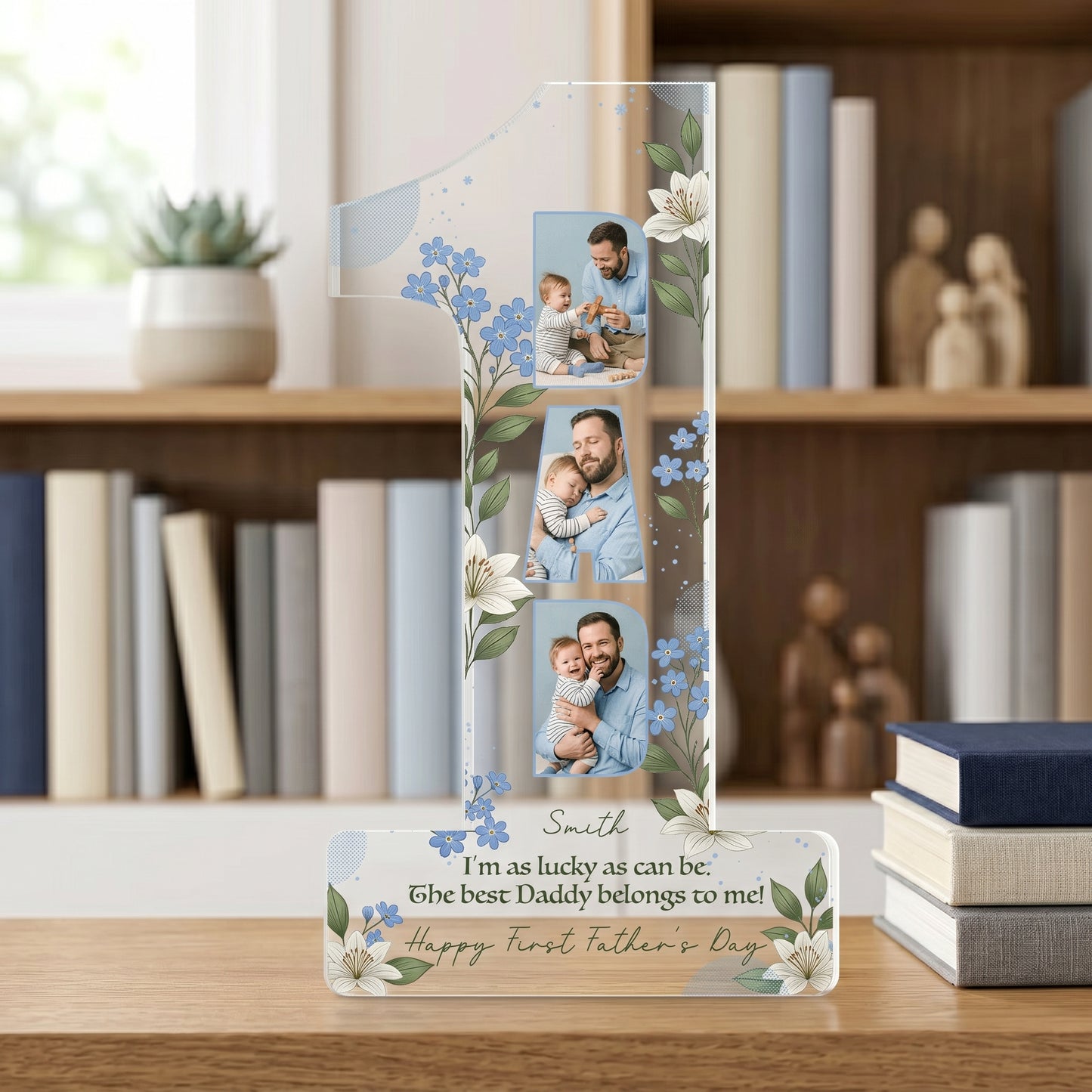 Personalized Acrylic Plaque for Dad – Custom Name & Photo Happy 1st Father’s Day Gift