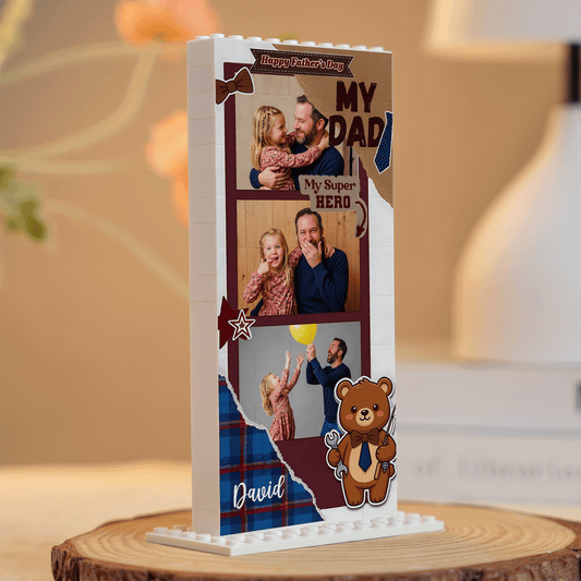 My Super Hero Dad - Personalized Photo Building Block Gift for Father's Day