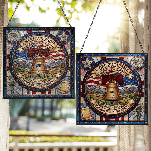Personalized America 250th Anniversary Stained Glass Suncatcher Liberty Bell Window Decor