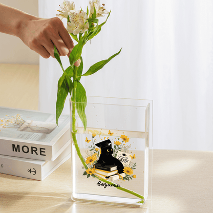 Personalized Congrats Grad Acrylic Book Vase with Custom Name