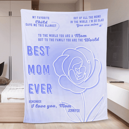 Mama Bear Floral Love Design – Personalized Sherpa Blanket with Grandchildren Names – Mother’s Day Gift for Mom – Custom Cozy Throw
