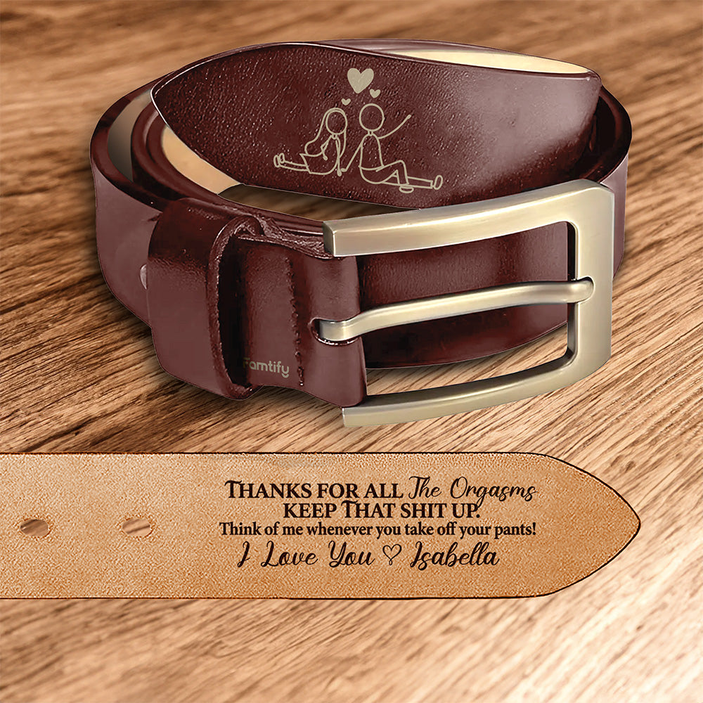 Thanks for All the Good Times – Gift for Husband – Personalized Engraved Leather Belt