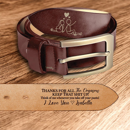 Thanks for All the Good Times – Gift for Husband – Personalized Engraved Leather Belt