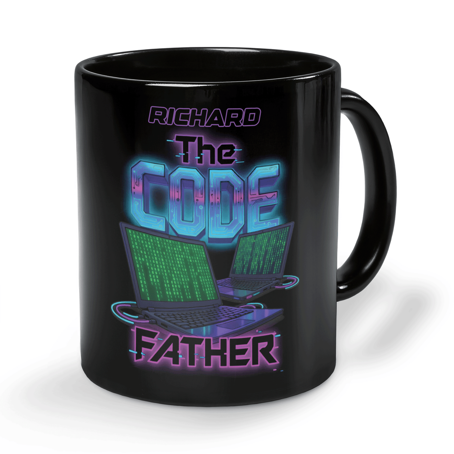 Custom Name The Code Father Ceramic Mug – Personalized Programmer Dad Gift