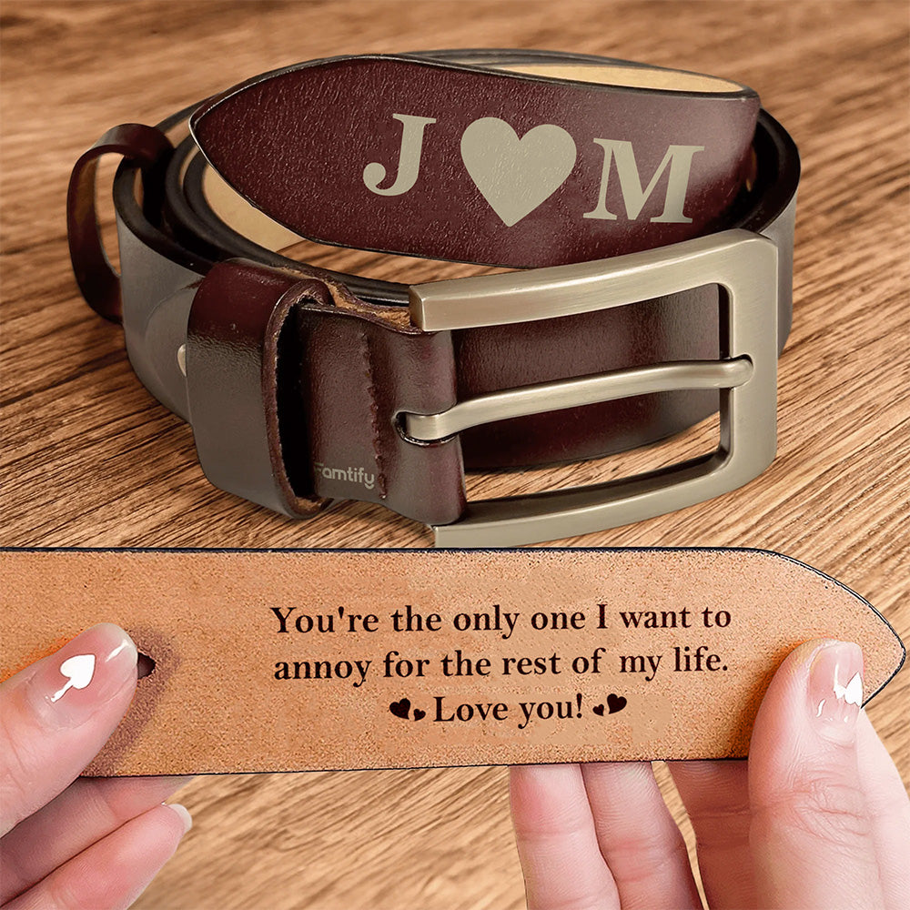 A Hidden Message Just for Him – Anniversary Gift for Husband – Personalized Engraved Leather Belt