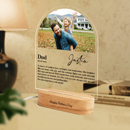Personalized Dad Photo Night Light – Custom Name LED Acrylic Lamp Gift for Dad