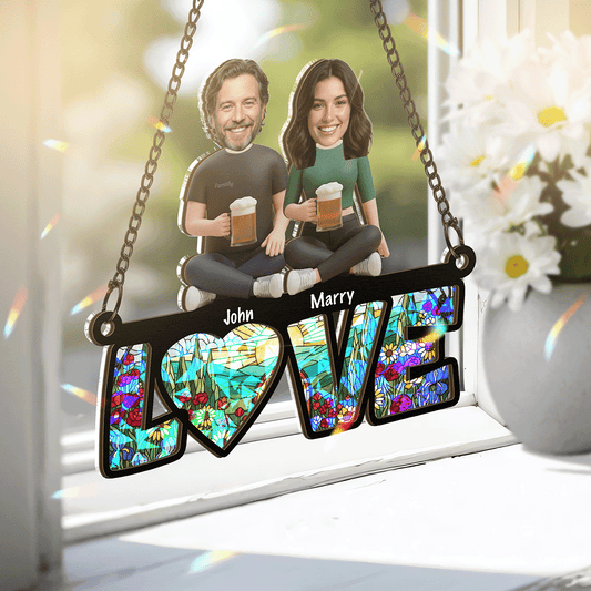 Forever & Always - Valentine's Day Romantic Gift for Couples - Personalized 2-Layer Stained Glass Suncatcher
