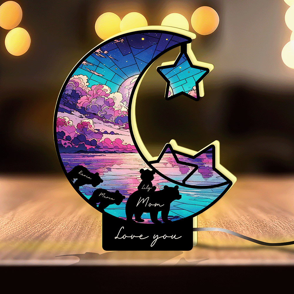 Personalized Moon & Stars Night Light – Custom Love Message Keepsake