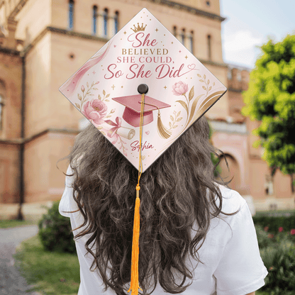 Personalized She Believed She Could So She Did Graduation Cap Topper