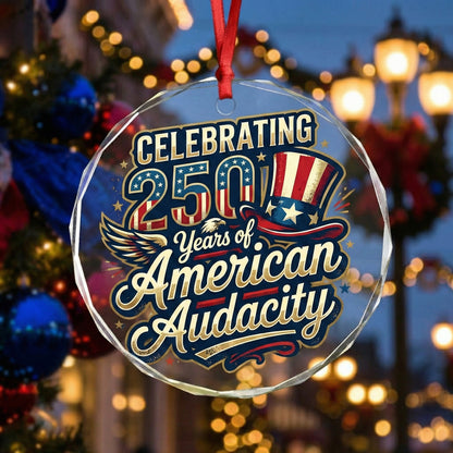 250th Anniversary USA Glass Ornament – Patriotic 4th of July Decoration