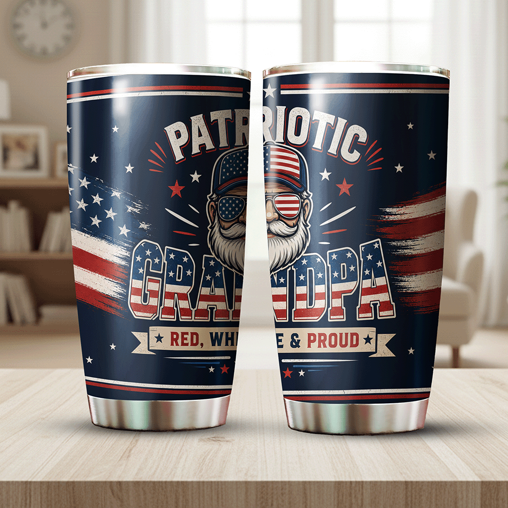 Patriotic Grandpa 20oz Tumbler – Stainless Steel Travel Mug Gift for Grandpa