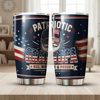 Patriotic Grandpa 20oz Tumbler – Stainless Steel Travel Mug Gift for Grandpa