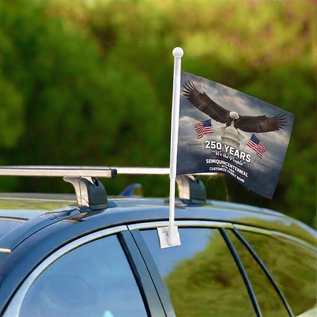 America 250 Semiquincentennial Car Flag – Personalized We The People Patriotic Flag 1776–2026