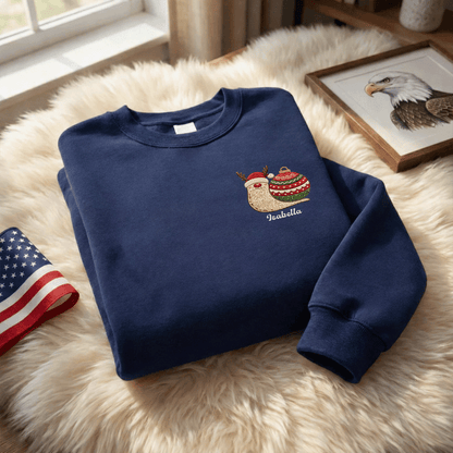 Personalized Embroidered Christmas Snail Sweatshirt with Custom Name