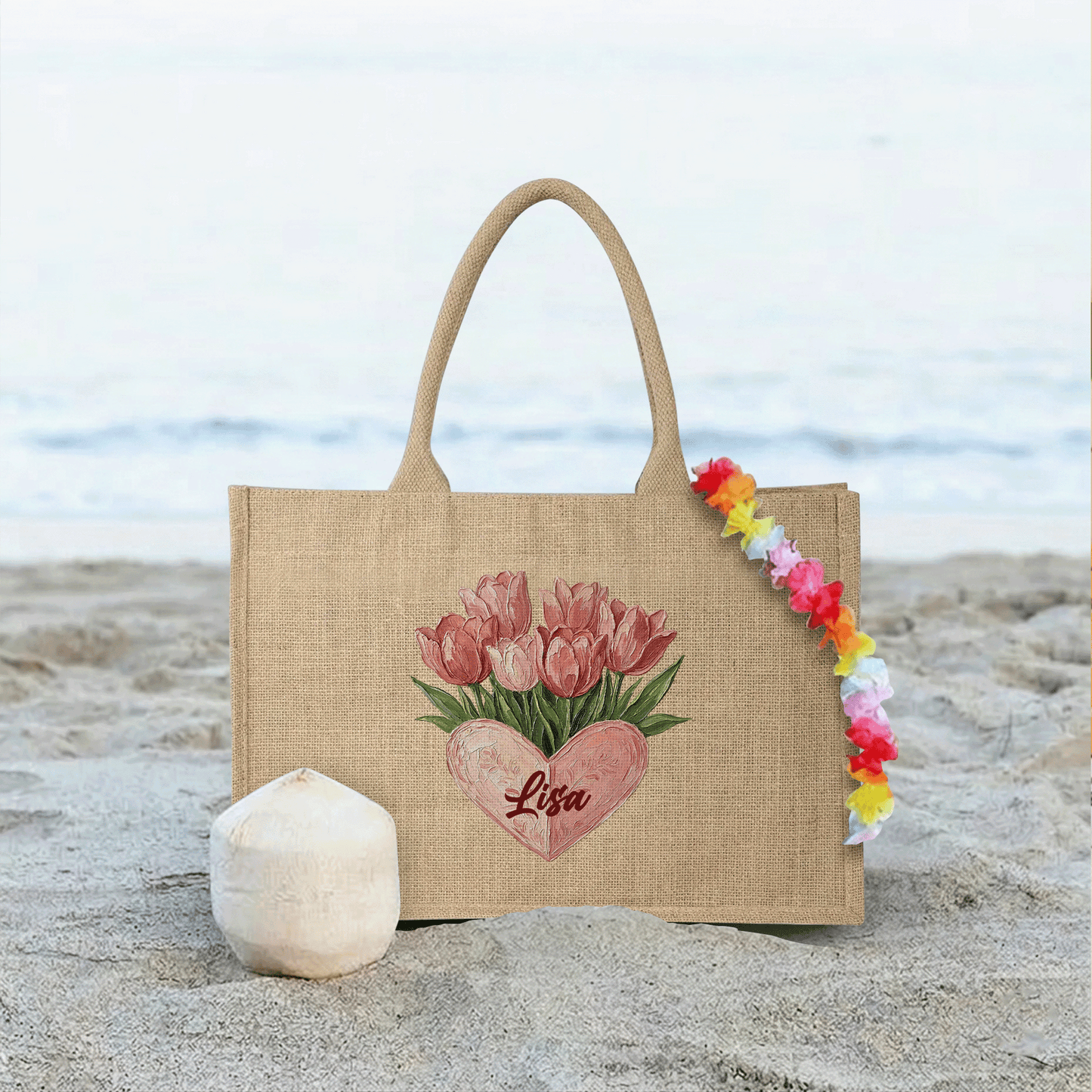 Personalized Wildflower Field Linen Handbag – Love & Togetherness Gift