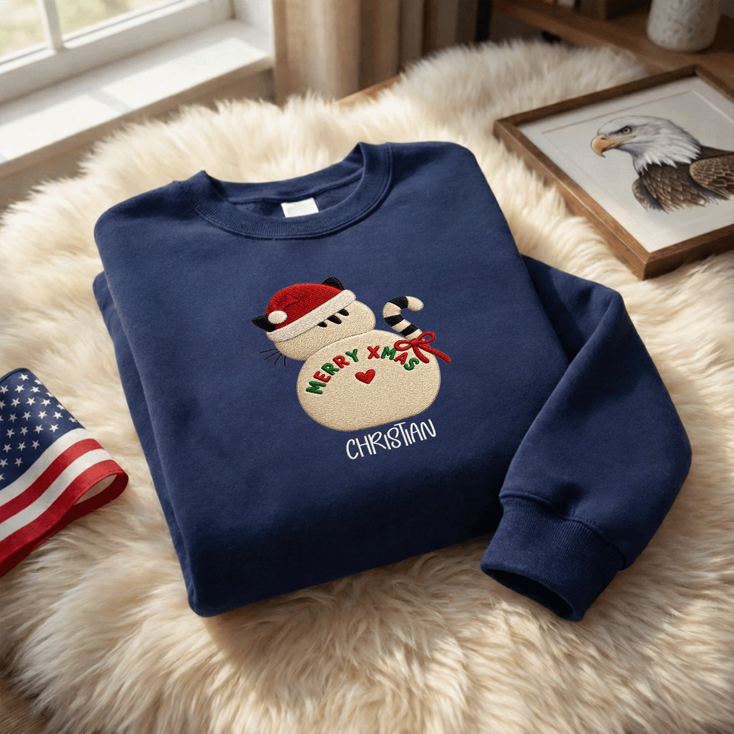 Personalized Embroidered Snowman Sweatshirt with Custom Name