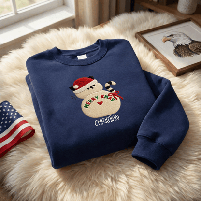 Personalized Embroidered Snowman Sweatshirt with Custom Name