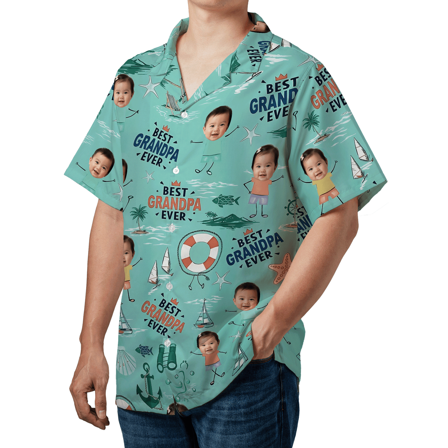 Personalized Hawaiian Shirt for Grandpa – “Best Grandpa Ever” Custom Gift