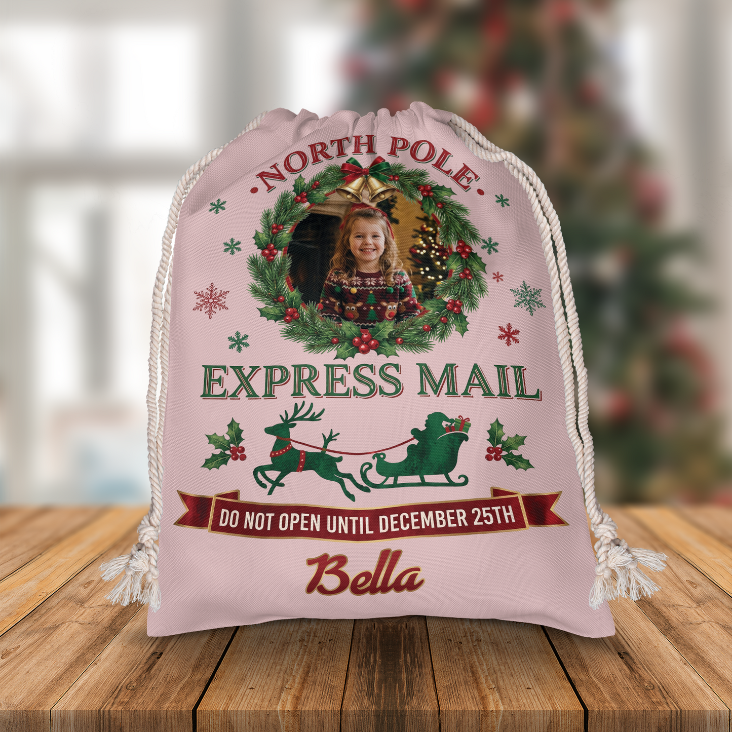 Personalized Express Mail Christmas Sack, Custom Photo Santa Gift Bag