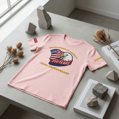 USA 250th Anniversary Eagle Crest - Personalized Veteran Pride T-Shirt