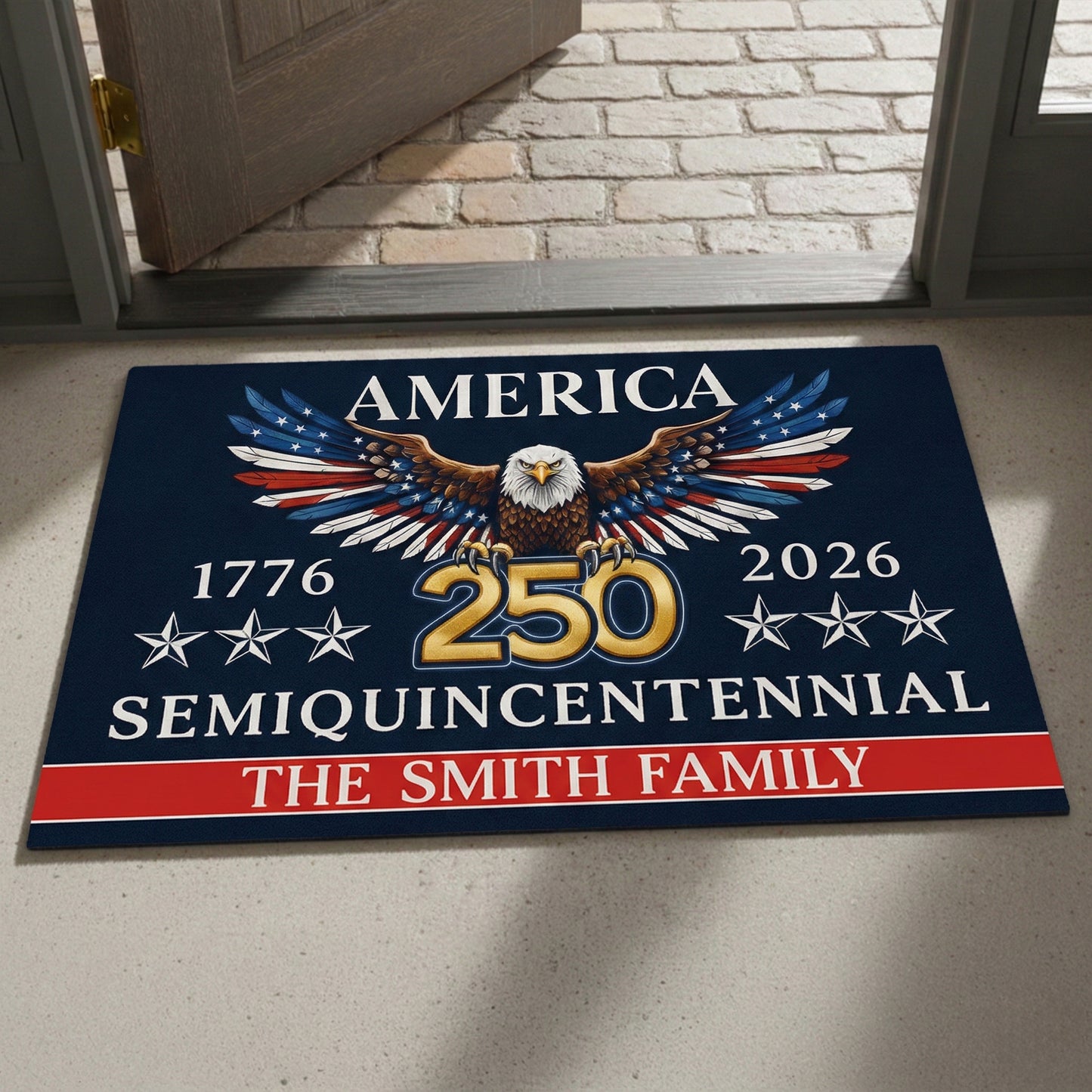 USA 250 Years of Freedom Doormat - Semiquincentennial Patriotic Welcome Mat