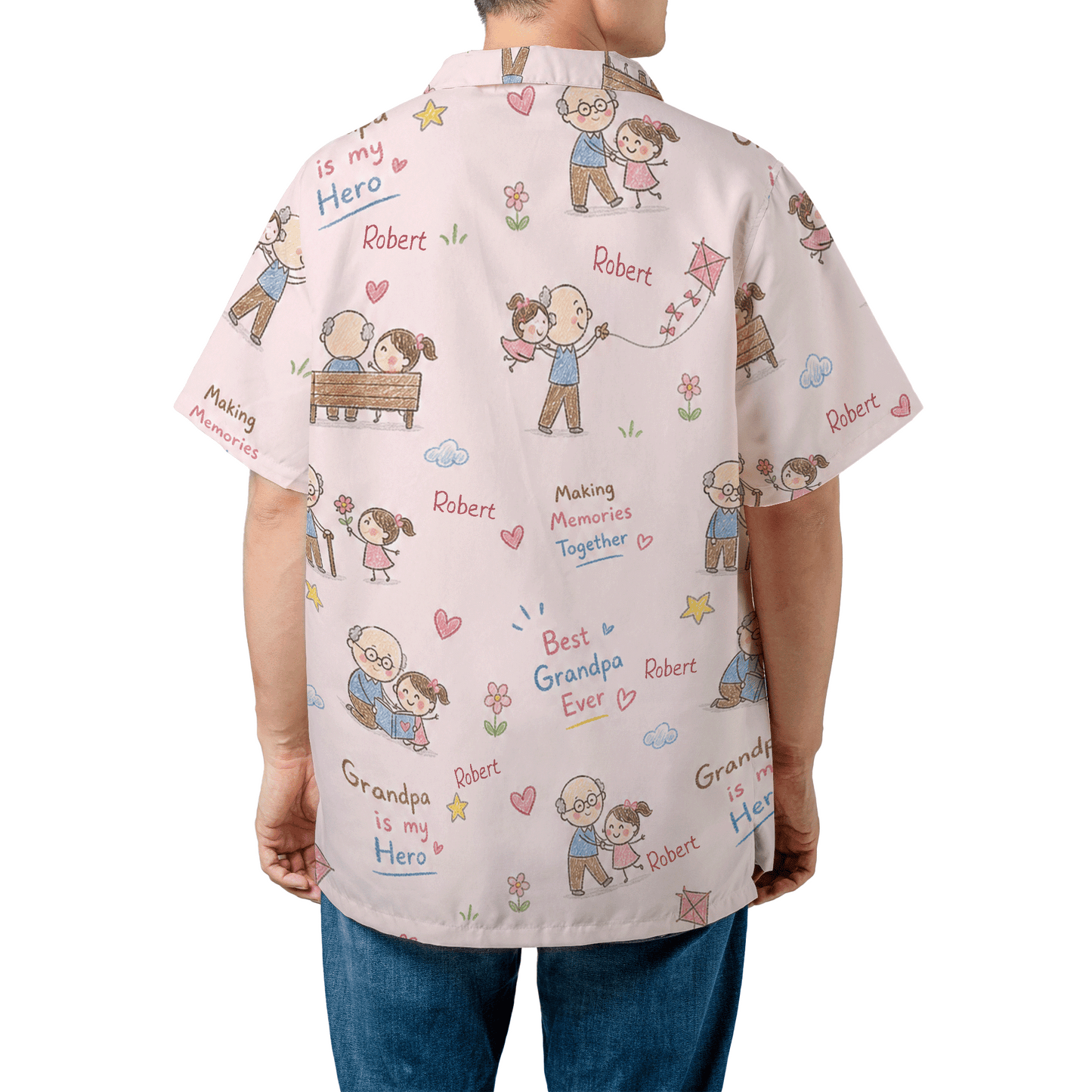 Making Memories Together Grandpa Custom Photo Hawaiian Shirt – Personalized Tropical Gift for Grandpa