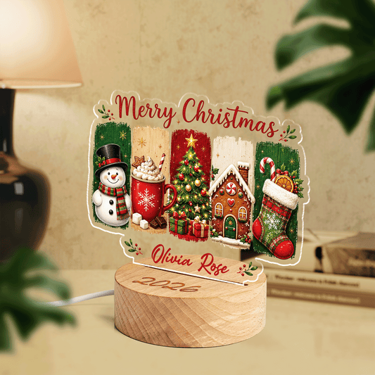 Personalized Merry Christmas acrylic night light with name