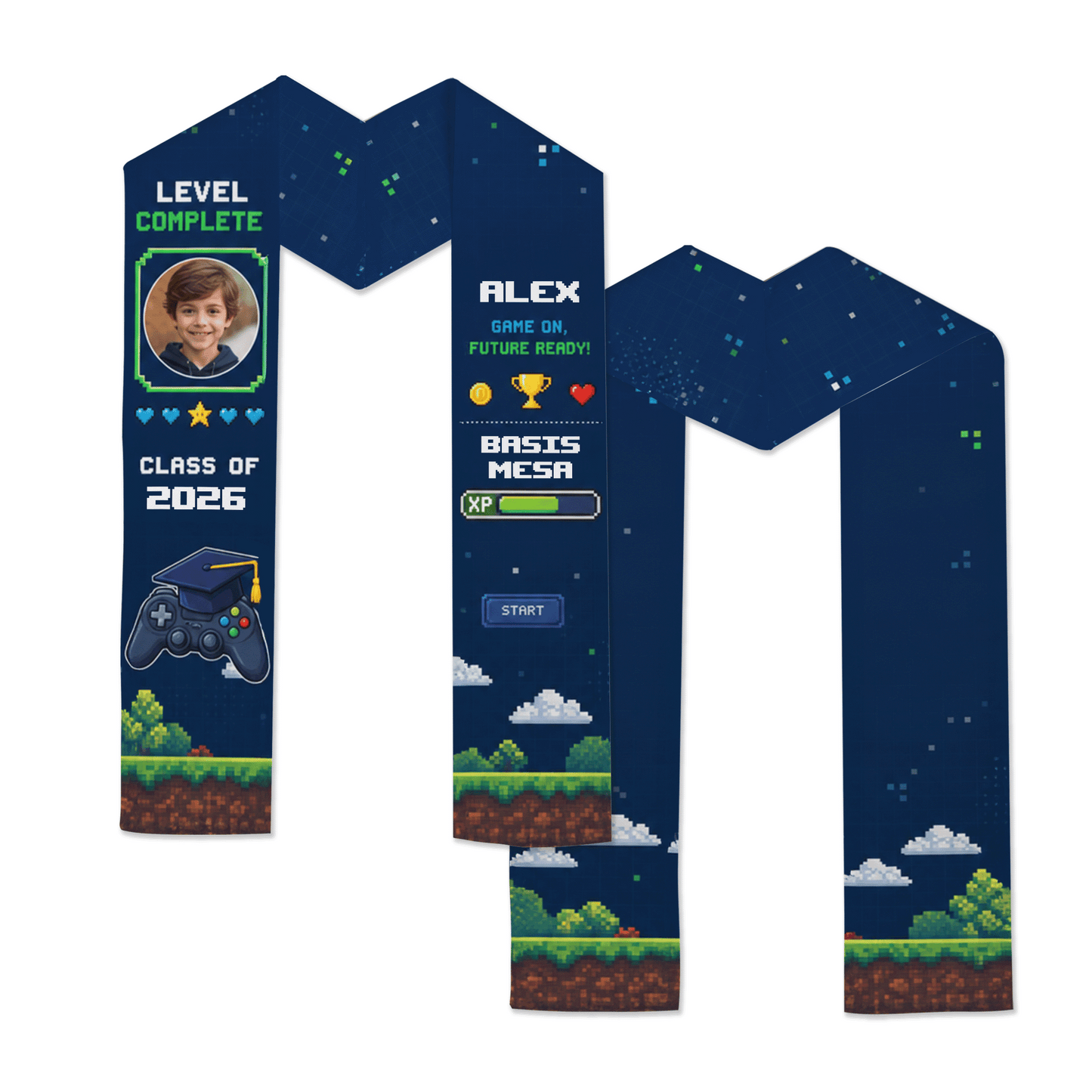 Personalized Level Complete Game On Future Ready Kid Graduation Stole – Custom Name