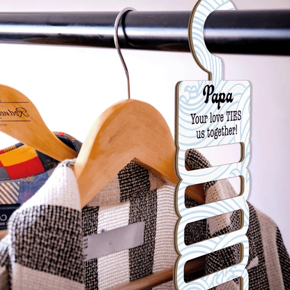 Personalized Tie Hanger for Papa – “Your Love Ties Us Together” Gift
