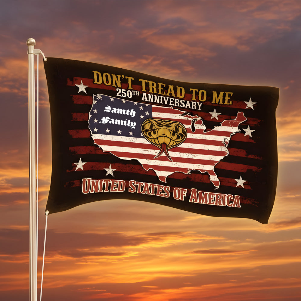 USA 250th Anniversary House Flag - Don’t Tread On Me Patriotic Design