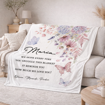 "From Our Heart To Yours" Personalized Blanket Gift for Mom and Grandma