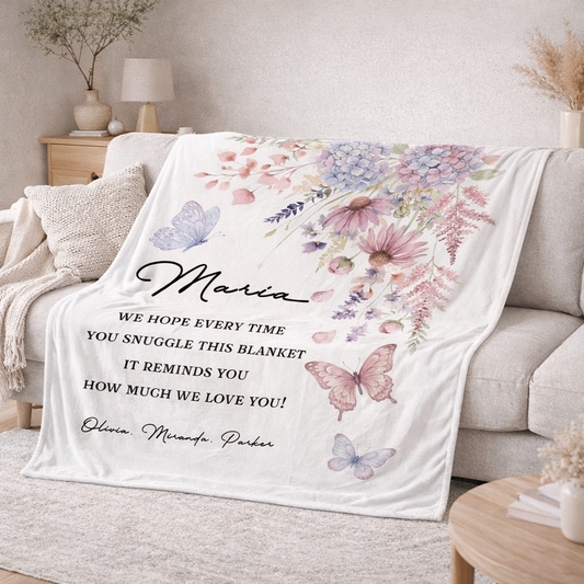 "From Our Heart To Yours" Personalized Blanket Gift for Mom and Grandma