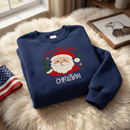 Personalized Embroidered Merry Christmas Sweatshirt with Custom Name