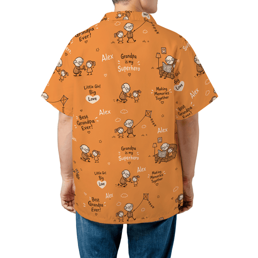 Little Girl Big Love Grandpa Custom Name Hawaiian Shirt - Personalized Tropical Gift for Grandpa