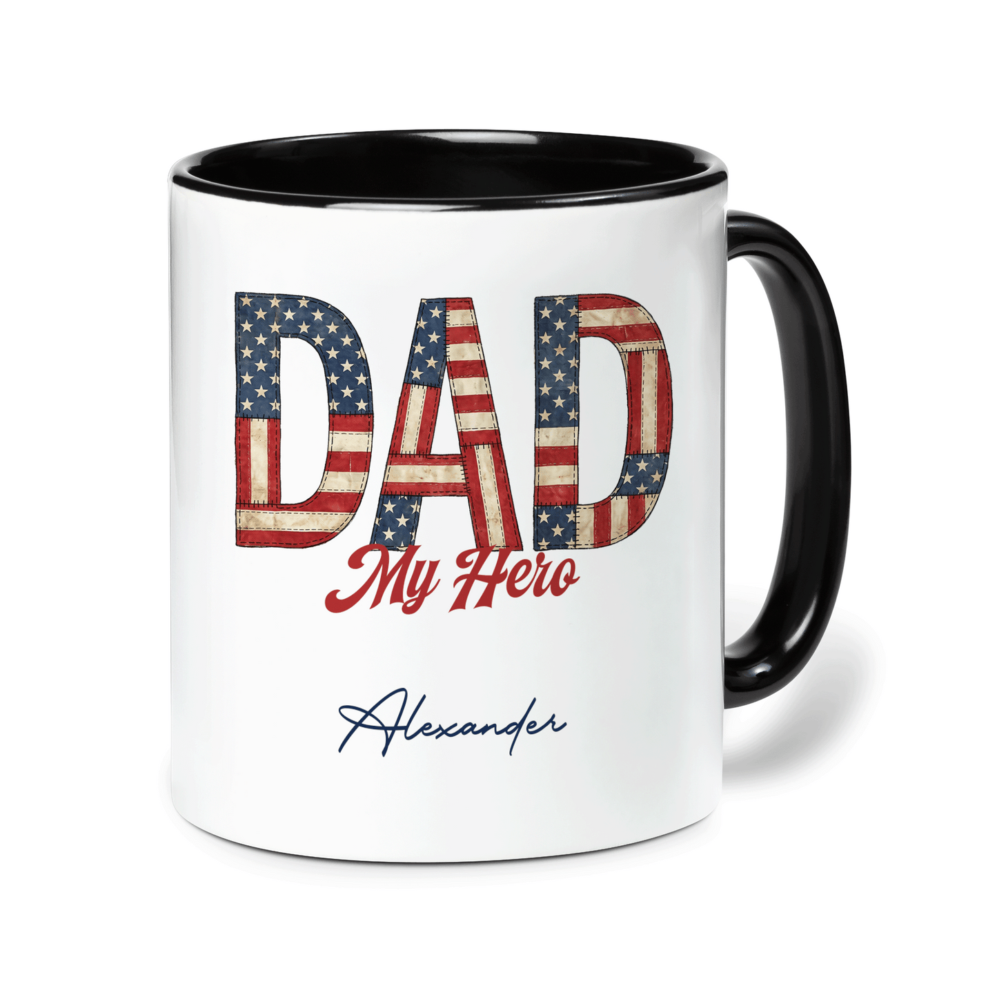 Personalized Dad My Hero Accent Mug – Custom Photo Coffee Mug for Dad