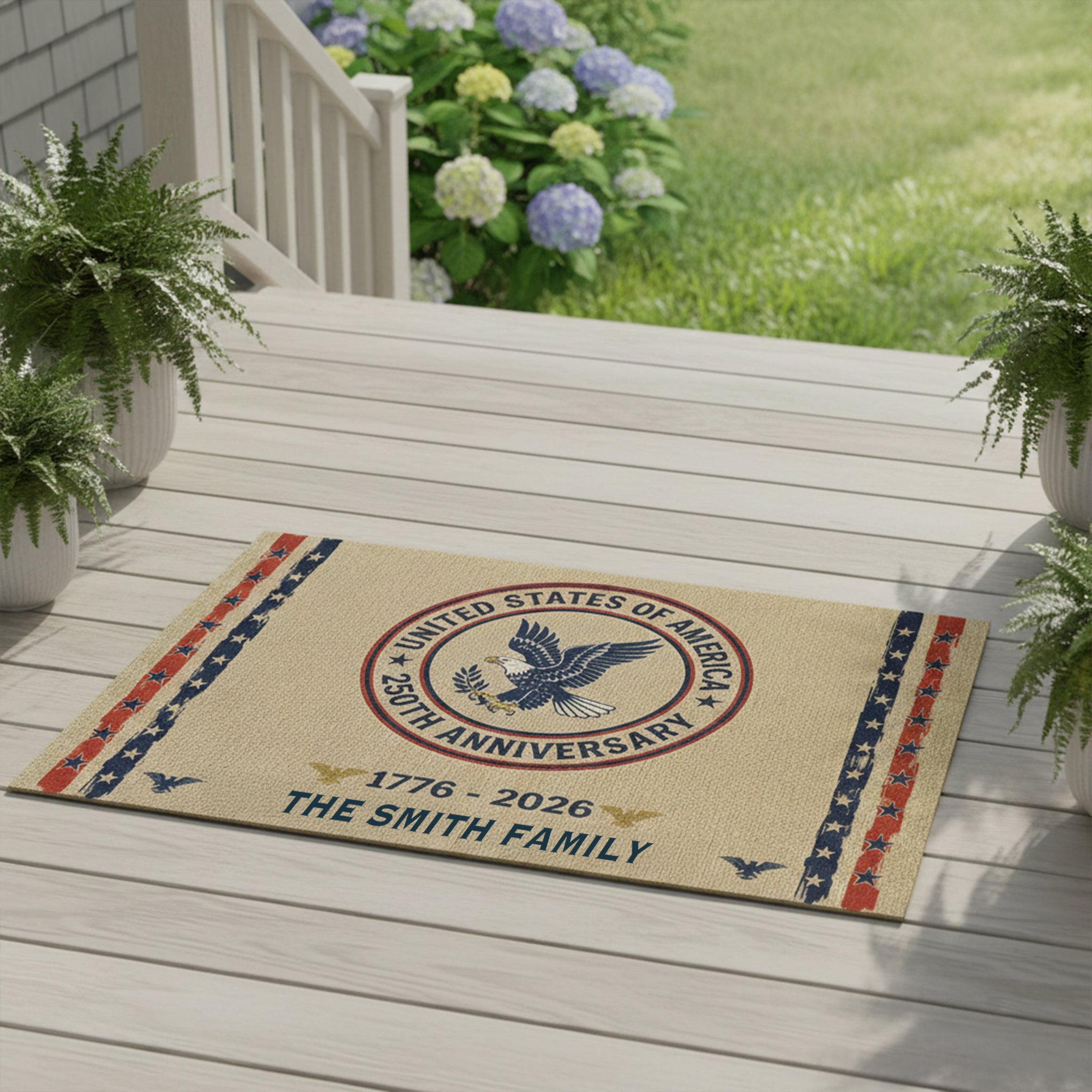 USA Semiquincentennial 1776-2026 Custom Family Name Doormat