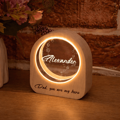 Personalized Round Night Light – “To The World’s Greatest Dad” Custom Gift