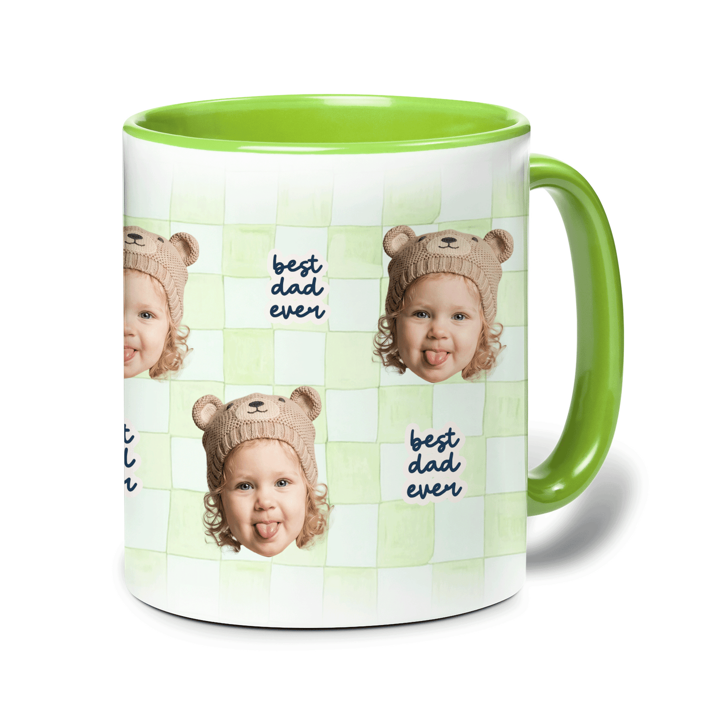 Personalized Best Dad Ever Accent Mug – Custom Photo Coffee Mug for Dad