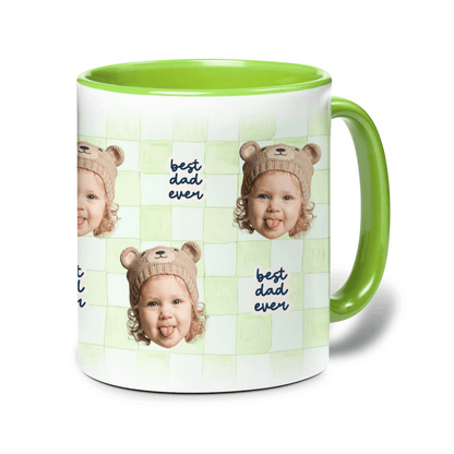 Personalized Best Dad Ever Accent Mug – Custom Photo Coffee Mug for Dad