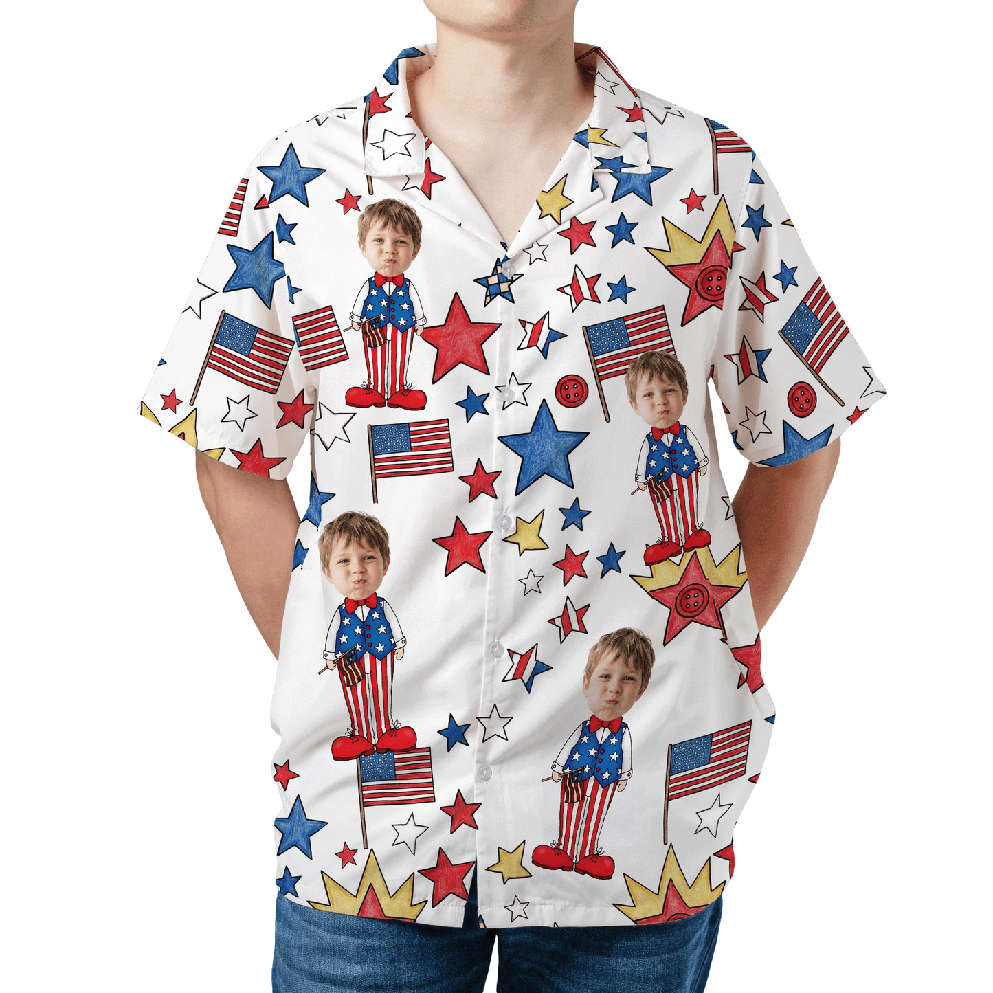 Personalized Best Dad Ever USA Flag Hawaiian Shirt – Custom Fourth of July Father’s Day Gift for Papa