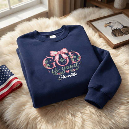 Personalized Embroidered Christmas Floral Sweatshirt with Custom Name