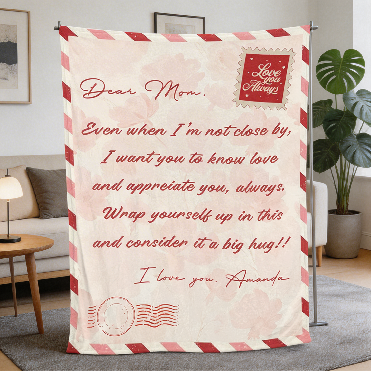 Personalized “Dear Mom” Letter Blanket – Mother’s Day Custom Love Message Gift for Mom Cozy Family Keepsake