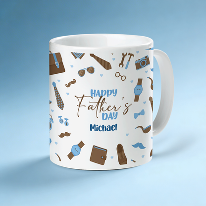 Personalized Happy Father’s Day Ceramic Mug Custom Name Gift for Dad Birthday Gift Idea